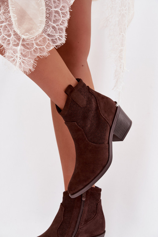 Ažūriniai aulinukai  su kulniukais S.Barski HY61-8013 Czekoladowe