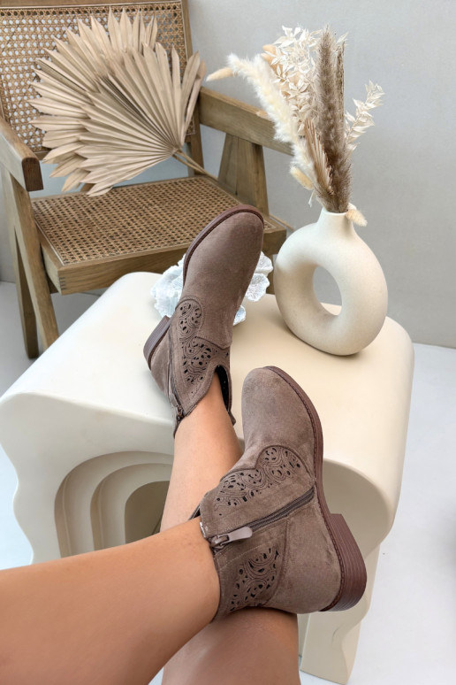 Ažūriniai aulinukai  su plačiais kulniukais S.Barski HY61-8026 rudos spalvos