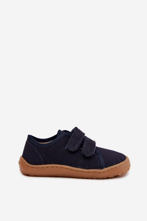 Vaikų basojo ėjimo šlepetės Froddo Canvas G1700440-2 tamsiai mėlynos spalvos