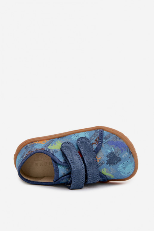 Vaikiškos šlepetės Barefoot su dinozaurais Froddo Canvas G1700440-15 mėlynos spalvos