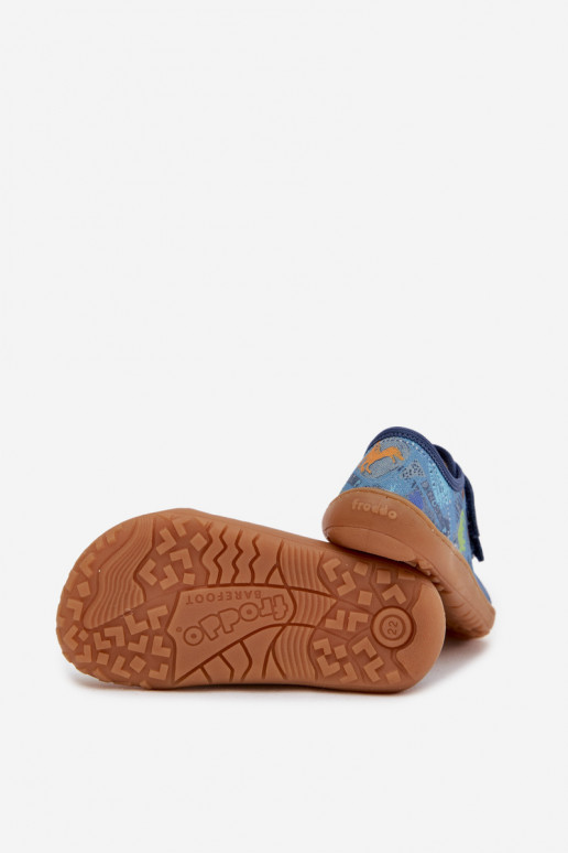Vaikiškos šlepetės Barefoot su dinozaurais Froddo Canvas G1700440-15 mėlynos spalvos