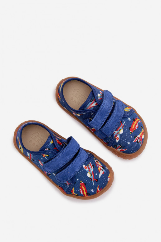 Vaikiškos šlepetės Barefoot su kosminiais laivais Froddo Canvas G1700440-5 mėlynos spalvos
