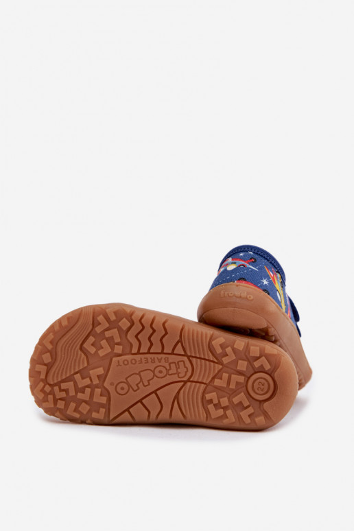Vaikiškos šlepetės Barefoot su kosminiais laivais Froddo Canvas G1700440-5 mėlynos spalvos
