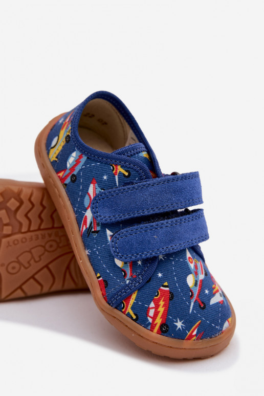 Vaikiškos šlepetės Barefoot su kosminiais laivais Froddo Canvas G1700440-5 mėlynos spalvos