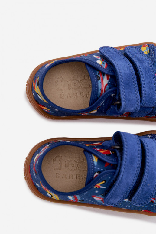 Vaikiškos šlepetės Barefoot su kosminiais laivais Froddo Canvas G1700440-5 mėlynos spalvos