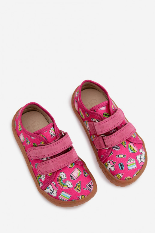 Vaikiškos šlepetės Barefoot Froddo Canvas G1700440-10 rožinės spalvos
