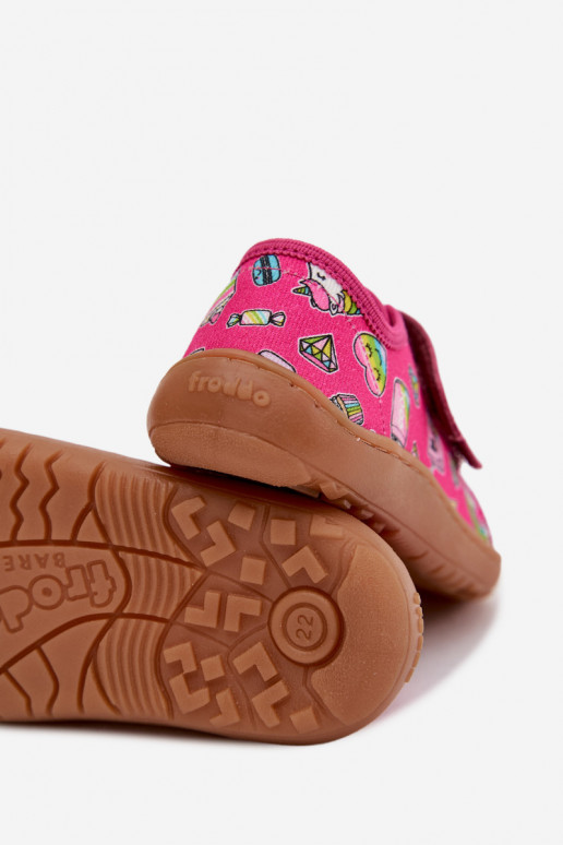 Vaikiškos šlepetės Barefoot Froddo Canvas G1700440-10 rožinės spalvos