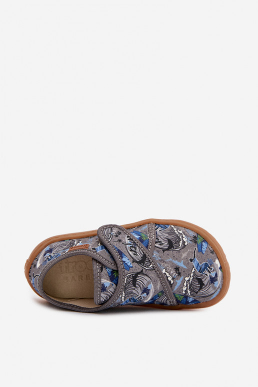 Šlepetės Vaikiški berniukų su lipniais užsegimais Barefoot Surfer Froddo G1700438-7 pilkos spalvos