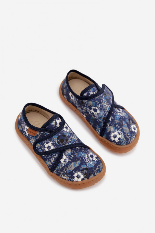 Šlepetės Vaikiški berniukų su lipniais užsegimais Barefoot  Froddo G1700438-6 tamsiai mėlynos spalvos