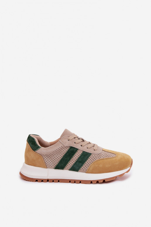 Moteriški batai Sneakers modelio iš natūralaus zomšo smėlio-geltonos spalvos