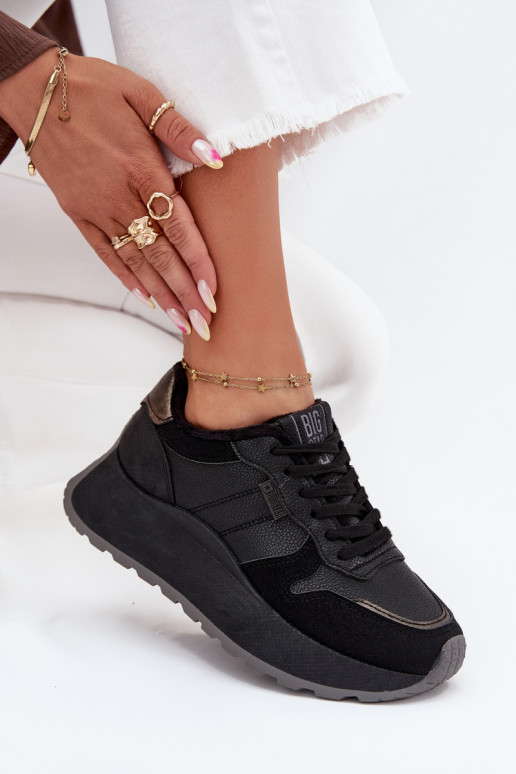 pašiltinti  modelio batai  su platforma Big Star SS274007 HI-POLY SYSTEM Juodos spalvos