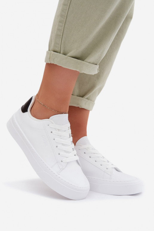 Sportinio stiliaus batai moterims iš dirbtinės odos Big Star TT274928 HI-POLY SYSTEM baltos spalvos