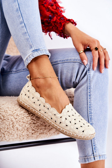  Įsispiriamo modelio Balerinos su gėlytėmis smėlio spalvos Vennice 2