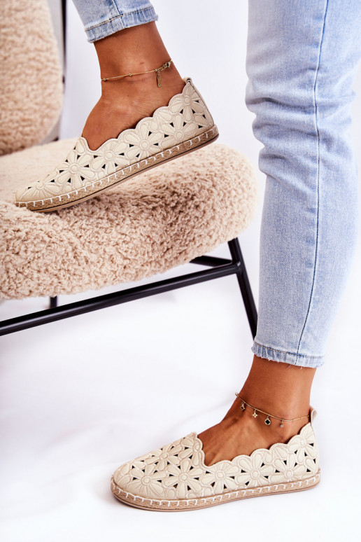  Įsispiriamo modelio Balerinos su gėlytėmis smėlio spalvos Vennice