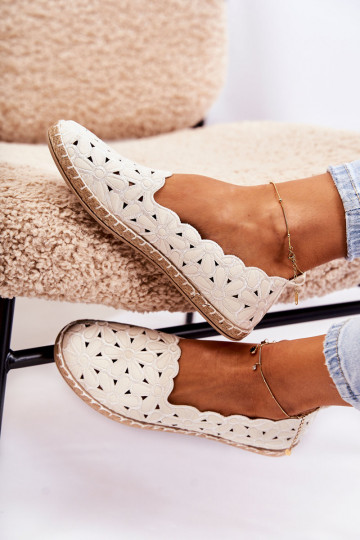  Įsispiriamo modelio Balerinos su gėlytėmis baltos spalvos Vennice 2