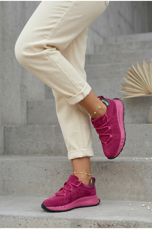 Moteriški zomšiniai sneakers batai Bemela rožinės spalvos