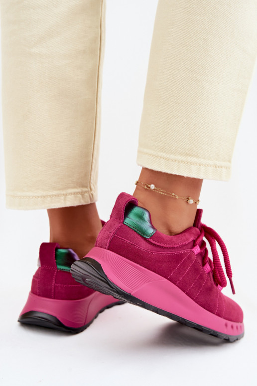 Moteriški zomšiniai sneakers batai Bemela rožinės spalvos