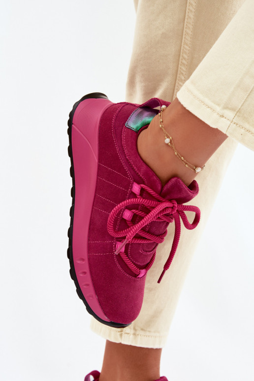 Moteriški zomšiniai sneakers batai Bemela rožinės spalvos