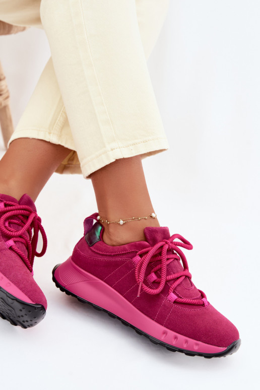 Moteriški zomšiniai sneakers batai Bemela rožinės spalvos