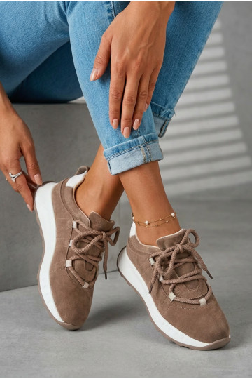 Moteriški zomšiniai sneakers batai Bemela rudos spalvos 2