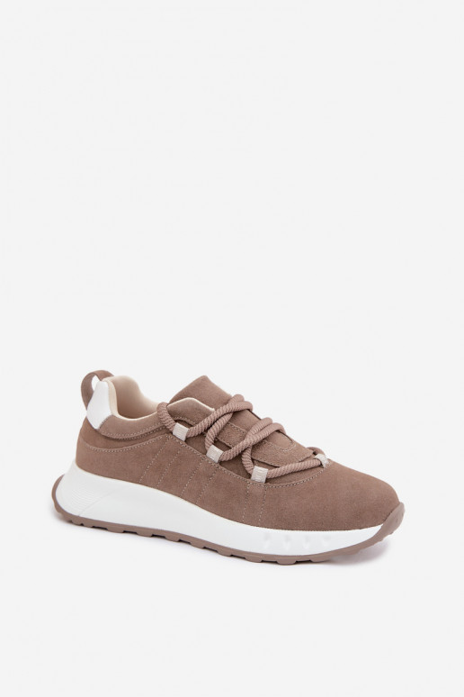 Moteriški zomšiniai sneakers batai Bemela rudos spalvos