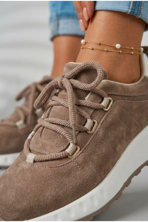 Moteriški zomšiniai sneakers batai Bemela rudos spalvos