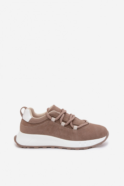 Moteriški zomšiniai sneakers batai Bemela rudos spalvos