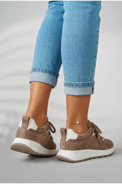 Moteriški zomšiniai sneakers batai Bemela rudos spalvos