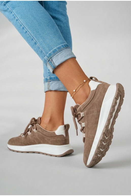 Moteriški zomšiniai sneakers batai Bemela rudos spalvos