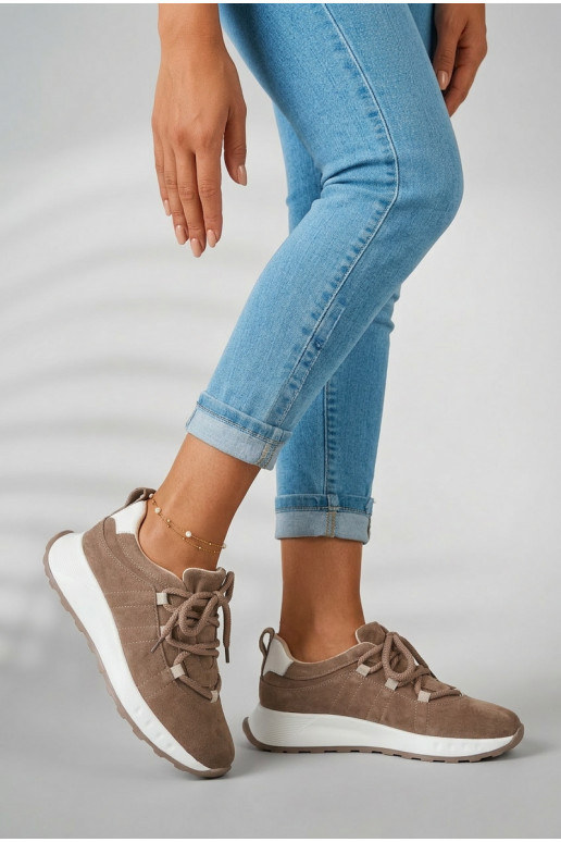 Moteriški zomšiniai sneakers batai Bemela rudos spalvos