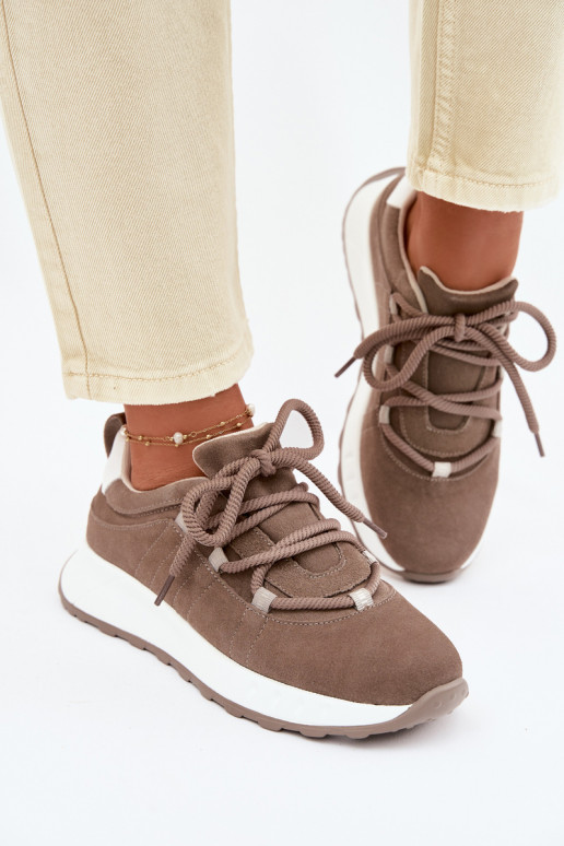 Moteriški zomšiniai sneakers batai Bemela rudos spalvos