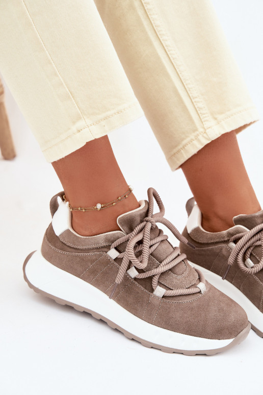 Moteriški zomšiniai sneakers batai Bemela rudos spalvos