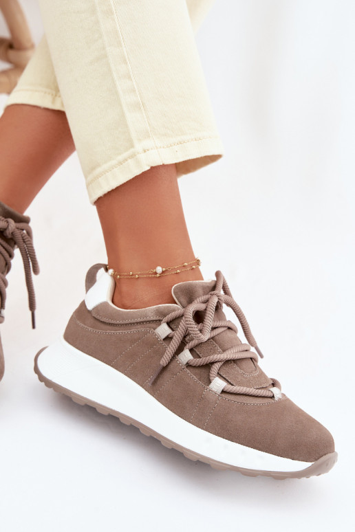 Moteriški zomšiniai sneakers batai Bemela rudos spalvos