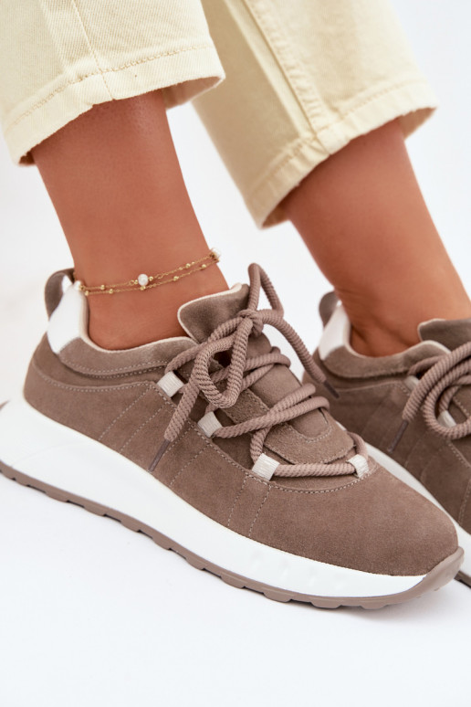 Moteriški zomšiniai sneakers batai Bemela rudos spalvos