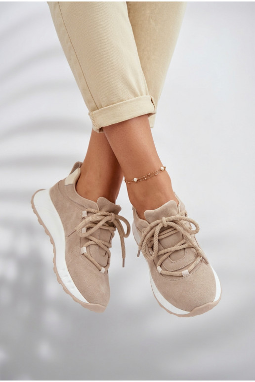 Moteriški zomšiniai sneakers batai Bemela smėlio spalvos