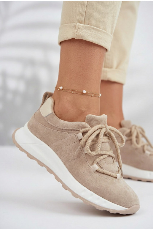 Moteriški zomšiniai sneakers batai Bemela smėlio spalvos