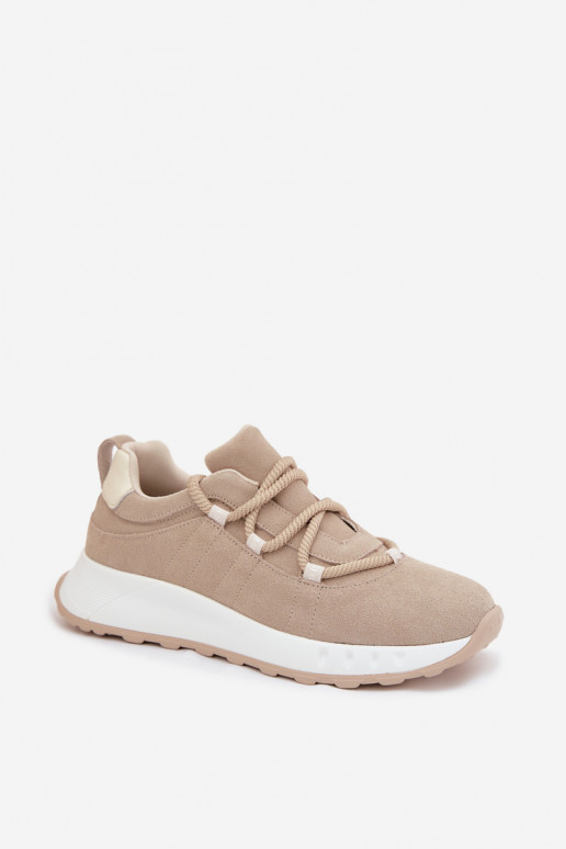 Moteriški zomšiniai sneakers batai Bemela smėlio spalvos