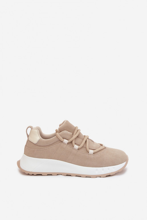 Moteriški zomšiniai sneakers batai Bemela smėlio spalvos