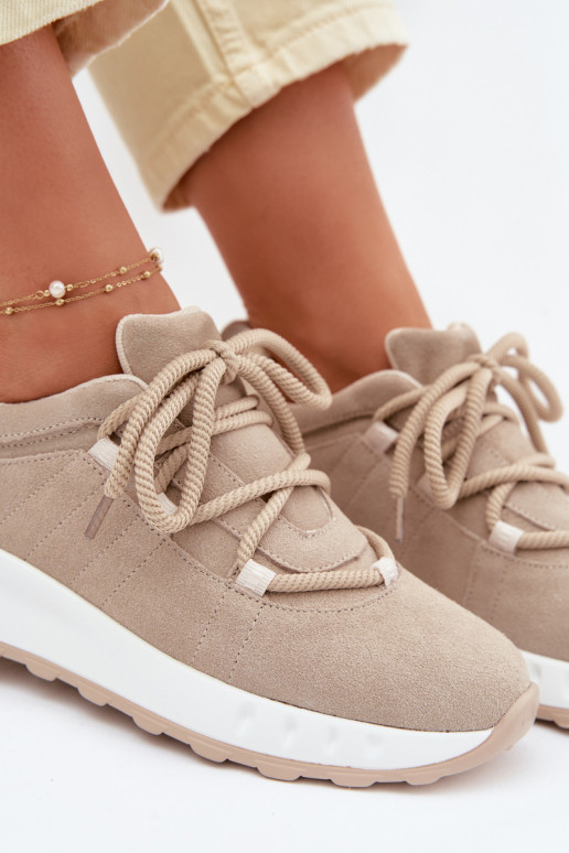 Moteriški zomšiniai sneakers batai Bemela smėlio spalvos