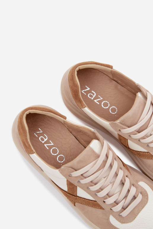 Zomšiniai moterų sporto batai Zazoo N1108S5 smėlio spalvos