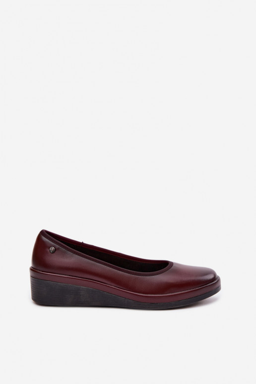 Bordo spalvos odiniai moterų batai su platforma Vinceza 39987