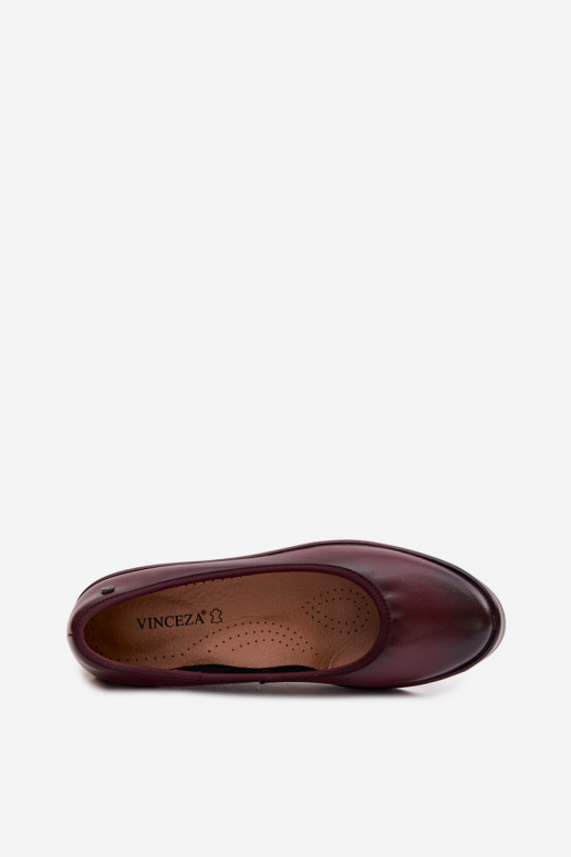 Bordo spalvos odiniai moterų batai su platforma Vinceza 39987