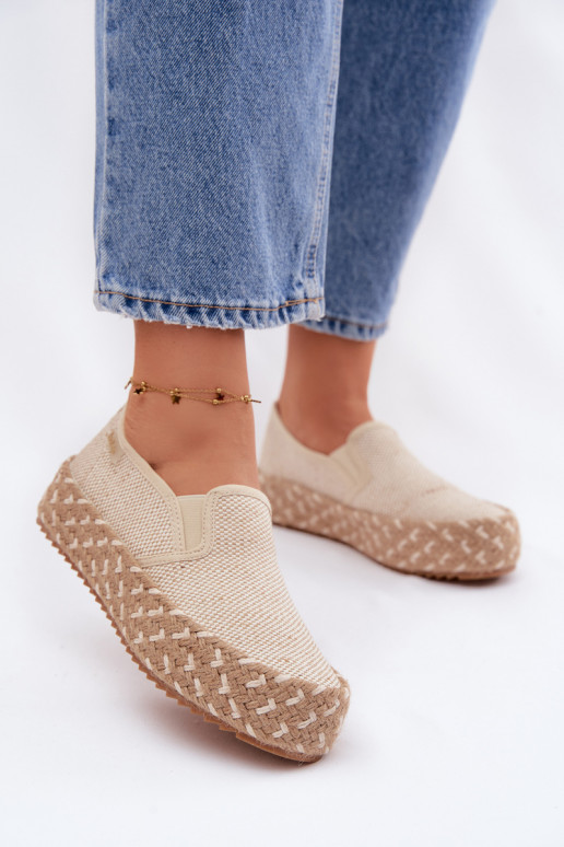 Espadrilės su platforma Lee Cooper LCIN-26-31-4332 smėlio spalvos