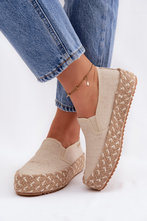 Espadrilės su platforma Lee Cooper LCIN-26-31-4332 smėlio spalvos
