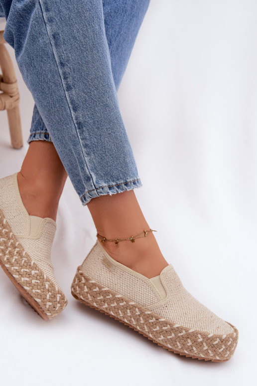 Espadrilės su platforma Lee Cooper LCIN-26-31-4332 smėlio spalvos
