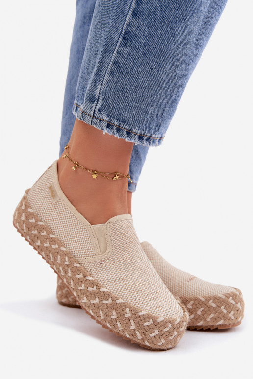 Espadrilės su platforma Lee Cooper LCIN-26-31-4332 smėlio spalvos