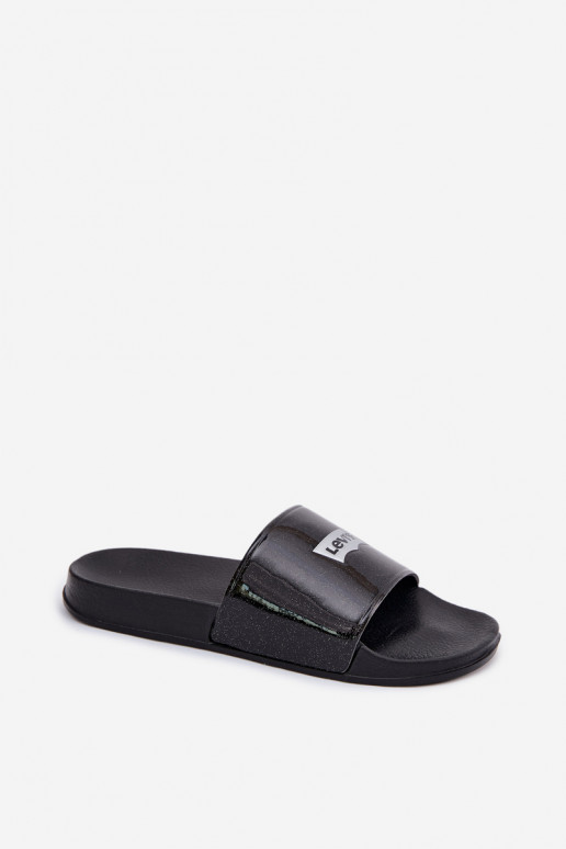 Jaunimo šlepetės LEVI'S VPOL0251S-2693 juodos spalvos su blizgesiu