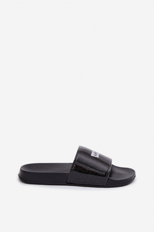 Jaunimo šlepetės LEVI'S VPOL0251S-2693 juodos spalvos su blizgesiu