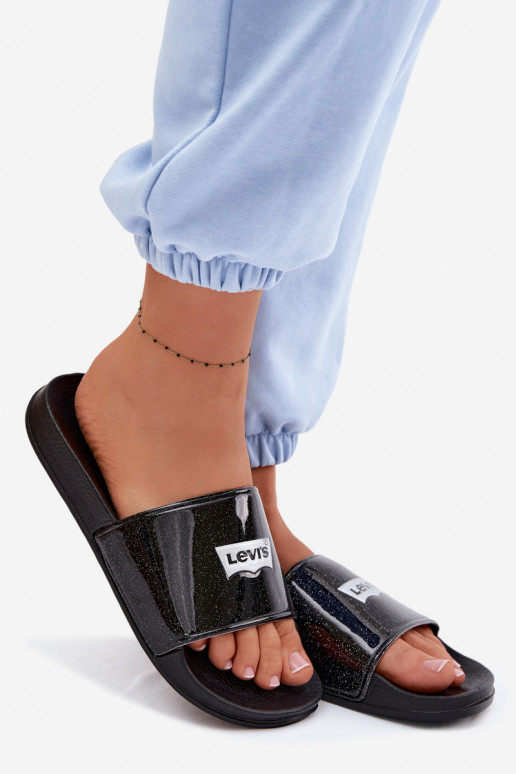 Jaunimo šlepetės LEVI'S VPOL0251S-2693 juodos spalvos su blizgesiu