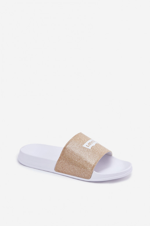 Jaunimo šlepetės LEVI'S VPOL0251S-3923 aukso spalvos su blizgesiu